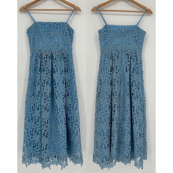 ASTR the Label Blue Lace Midi Dress – Spaghetti Strap Fit & Flare – Size XS - Picture 1 of 7
